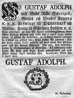 Kongl.Maj:ts Nådiga Kungörelse Om Caffés införsel och bruk 6.4.1802. Kansallisarkisto. 