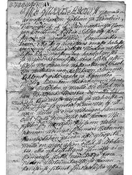 Kustaa IV Aadolfin julistus 6.2.1808. Suomenkielinen käännös tehty Heinolassa Kymenkartanon lääninkansliassa. Kansallisarkisto. Uusi suomennos teoksessa Suomen historian dokumentteja 1.