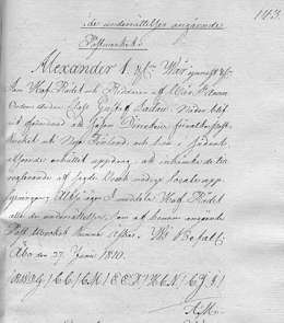 Circulaire till samtelige Landshöfdingar ne med befallning att meddela Hof-rådet Ladau äskade underrättelser angående postverket 27.6.1810. Kansallisarkisto.