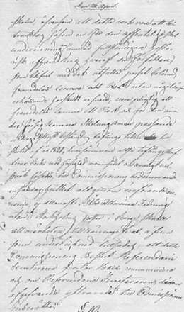 Koulukomission pöytäkirja 26.4. Pykälässä 9 käsiteltiin asiaa Suomen historian kirjoittamisesta. Menneisyys piti esittää suomalaisten kannalta, mutta ottaen huomioon myös Ruotsin ja Venäjän historia. Koulukomissiot Ca 5 Pöytäkirjat 1819, Kejserliga Commissionens för regleringen af Allmänna Undervisnings Anstaltrerne i Finland Protokoller för År 1819. 26.4.1819. Kansallisarkisto.