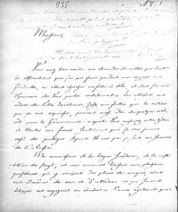 Sensuurivirkamies A.D. Hummelin raportti Suomesta kenraali A. von Benckendorffille 10.12.1826. 1. sivu. Keisarin kanslian III osaston salainen arkisto. Kansallisarkisto, Mikrofilmi NL 167.