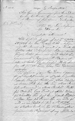 Viipurin läänin kuvernöörin August Ramsayn kirje kenraalikuvernööri Zakrevskille 28.10./9.11.1826 koskien ensimmäisten kuolemantuomittujen suomalaisten siirtämistä Siperiaan. KA KKK 127/1825. Kansallisarkisto.