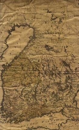 Karta öfver Storfurstendömet Finland. Kartta tehtiin 1834 esittämään uutta läänijakoa. Kansallisarkisto.