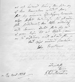 Arkipiispa Melartin A.A. Thesleffille 28.4.1838. KKK, salainen asiakirja n:o 136. Kansallisarkisto.
