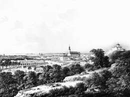 Åbo från södra sidan. J. Cardonin sävykivipiirros, alkup. luonnos tod. vuodelta 1841. Museovirasto