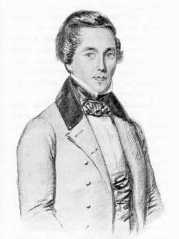 J.V. Snellman 1840. Piirros: Maria Röhl. Tukholman kunink. kirjasto. Kopio Museovirasto.