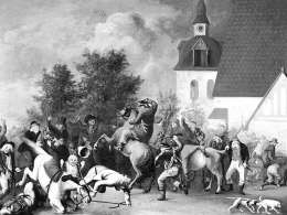 Porvoon hevosmarkkinat. J. Knutsonin maalaus v:lta 1845, om. Porvoon museo. Kuva: Museovirasto.