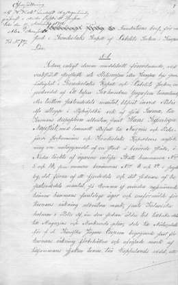 Joensuun kaupungin perustamiskirjeen ruotsinnos. VSV 61/1848. Kansallisarkisto.