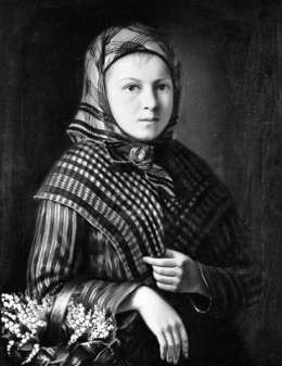 M.lle C.C. Berger, Flicka med en blomsterkorg, 1849. Kuva: Museovirasto.
