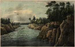 Lennart Forstén, Aittokoski 1840luvulla. Kuva julkaistu väritettynä 1853 teoksessa La Finlande pittoresque.