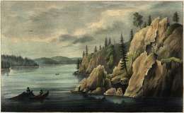 Lennart Forstén, Pirun-pesä Maaningan pitäjässä. Kuva julkaistu väritettynä 1853 teoksessa La Finlande pittoresque.