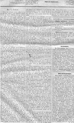 Wiborg n:o 13 15.2.1856. Carl Immanuel Qvistin kirjoitus Suomen kehittymisen edellytyksistä.