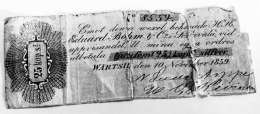 N.L.Arppen vekseli Värtsilästä 1859. Museovirasto.