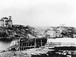 Suuri veneveistämö, Helsinki 1860. Kuva: C.A. Hårdh. Museovirasto.