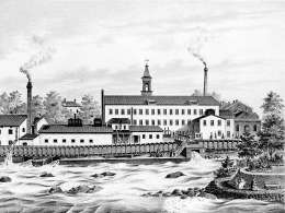 Tampereen paperitehdas. Lith. o. tr. h. F. Tilgmann. Kuva: Museovirasto.