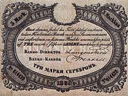 Kolmen markan seteli 1860. Suomen Pankki.