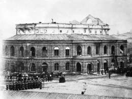 Helsingin teatteri palon jälkeen 1863. Kuva: Museovirasto.