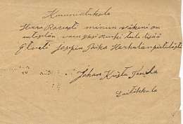 Talollinen Tanilan ilmoitus kirkkoherralle uusista palkollisista 1880. Pälkäneen seurakunta.