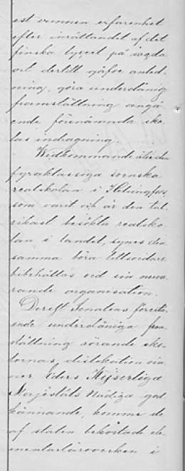 Senaatin päätös mm. Helsingin suomalaisen yksityislyseon siirtämisestä valtion haltuun. Sen.tal.os.ptk 17.3.1883. Kansallisarkisto.