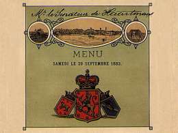 Tampereen-Vaasan radan avajaisten ruokalista 1883. Museovirasto.
