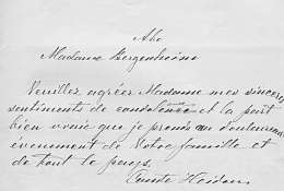 Kenraalikuvernööri, kreivi Heidenin suruvalittelu arkkipiispatar Bergenheimille 19.2.1884. KKK 5/1884. Kansallisarkisto.