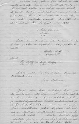 Keuruulainen torpankontrahti tehty 14.4.1885 (kopio). Axel Warénin kokoelma kansio, Kansallisarkisto.
