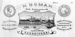 Bomanin puusepäntehtaan merkki 1888. Kuva: Museovirasto
