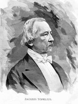Zachris Topelius. Kuva julkaistu 70-vuotis juhlalehdessä 1888. Museovirasto.