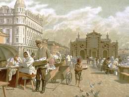 Helsingin kauppahalli ja edessä oleva tori 1890-luvulla. Kuva: Helsingin kaupunginmuseon kuva-arkisto.