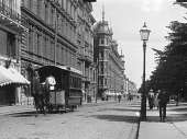 Hevosraitiotie Helsingin keskustassa 1891. Helsingin kaupunginmuseon kuva-arkisto
