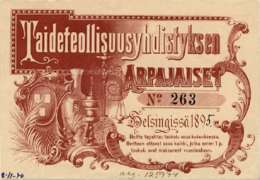 Suomen taideteollisuusyhdistyksen arpajaisseteli 1895. Museovirasto.