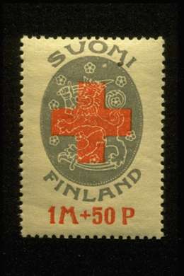 Punaisen Ristin hyväksi julkaistu postimerkki. Postimuseo.