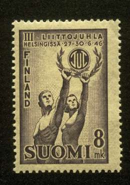 TUL:n liittojuhlien johdosta julkaistu postimerkki, Postimuseo.