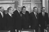 Kalle Kultala: Anatas Mikojan, Urho Kekkonen, Leonid Brezhnev ja Aleksei Kosygin. Kuva: Suomen valokuvataiteen museo, cd: 162 e.