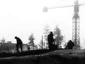 Rakennustyömaa Tampereen Hervannassa, kuva yksityisomistuksessa.