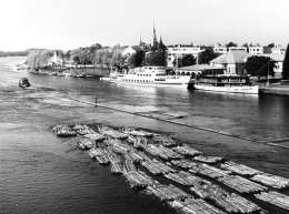 Teuvo Kanerva: nippu-uittoa Joensuussa. Kuva: Museovirasto, 28.3.92:91.