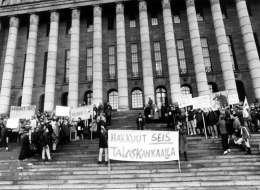 Veikko Koivusalo: mielenosoitus Talaskankaan suojelemisen puolesta, kuvaajan hallussa.