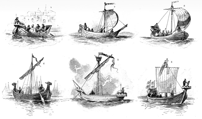 Hansa ships of the XIVth and XVth centuries. (Wikimedia)
